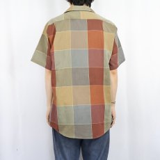 画像3: 70's Sears "PERMA PREST" チェック柄 ポリエステル オープンカラーシャツ L (3)
