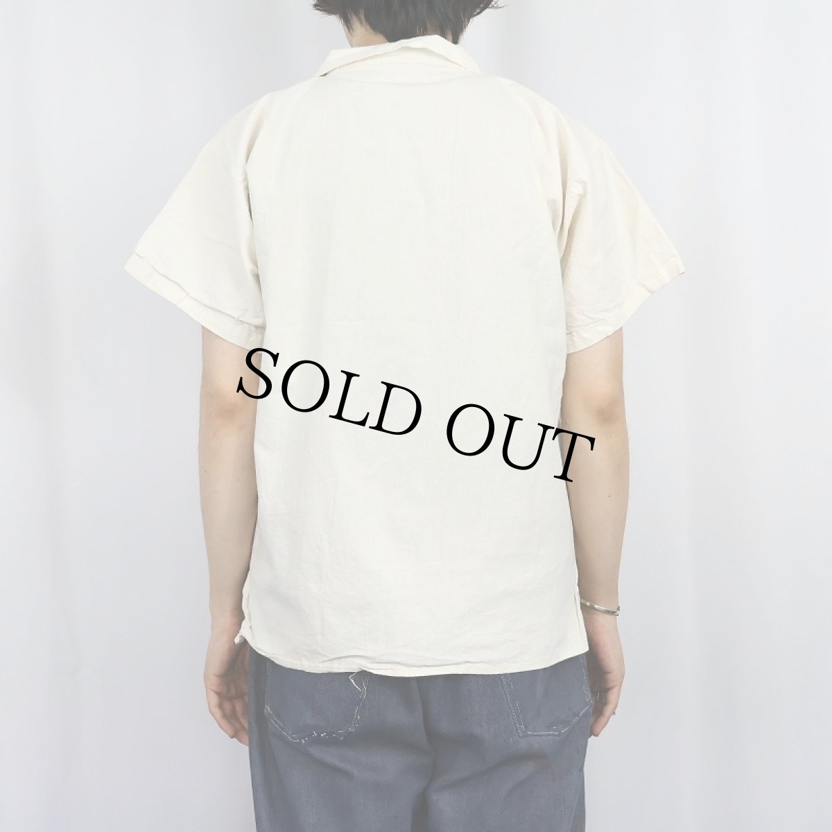 画像3: 花柄刺繍 コットンキューバシャツ M (3)