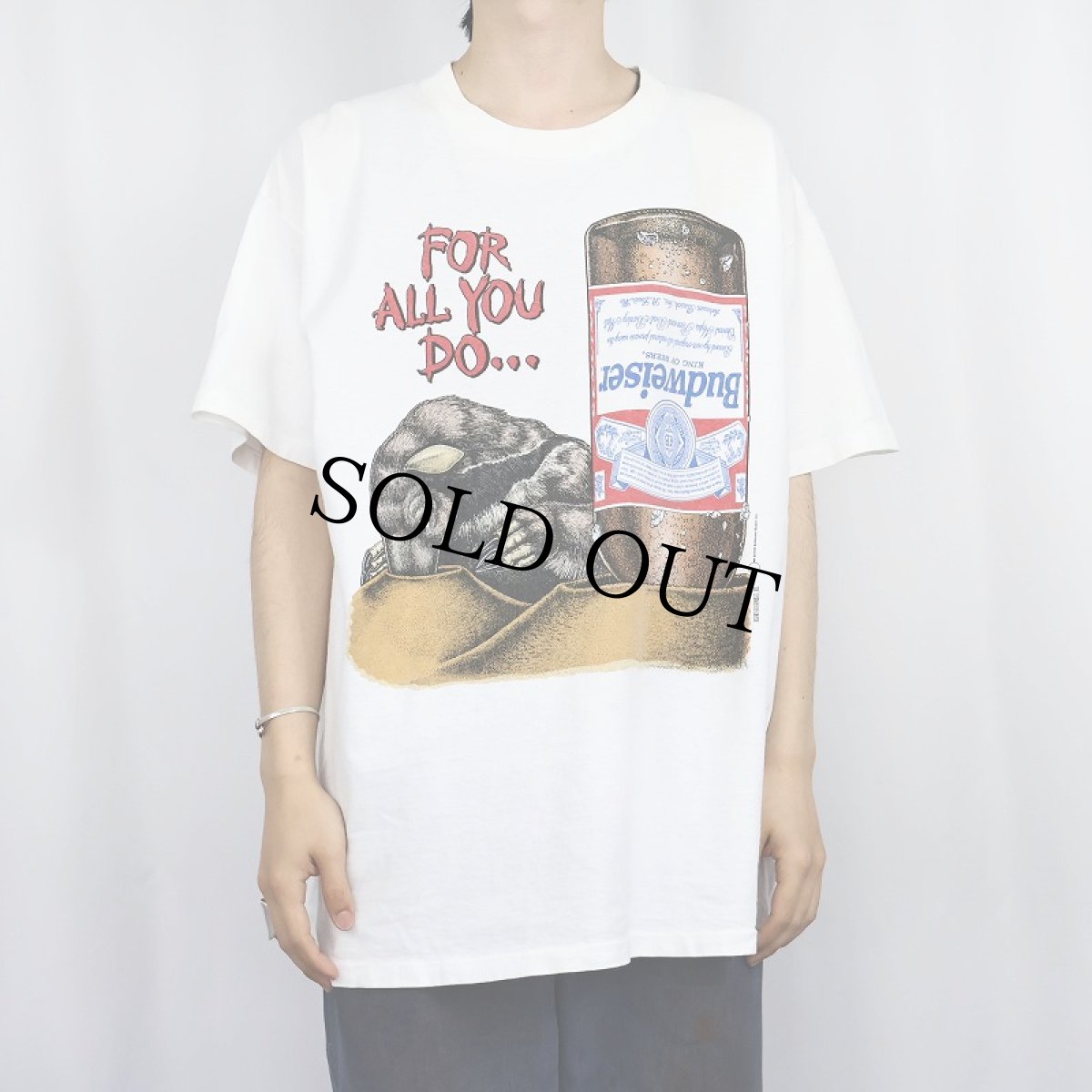 画像3: 90's Budweiser USA製 "FOR ALL YOU DO..." ビールメーカープリントTシャツ XL (3)