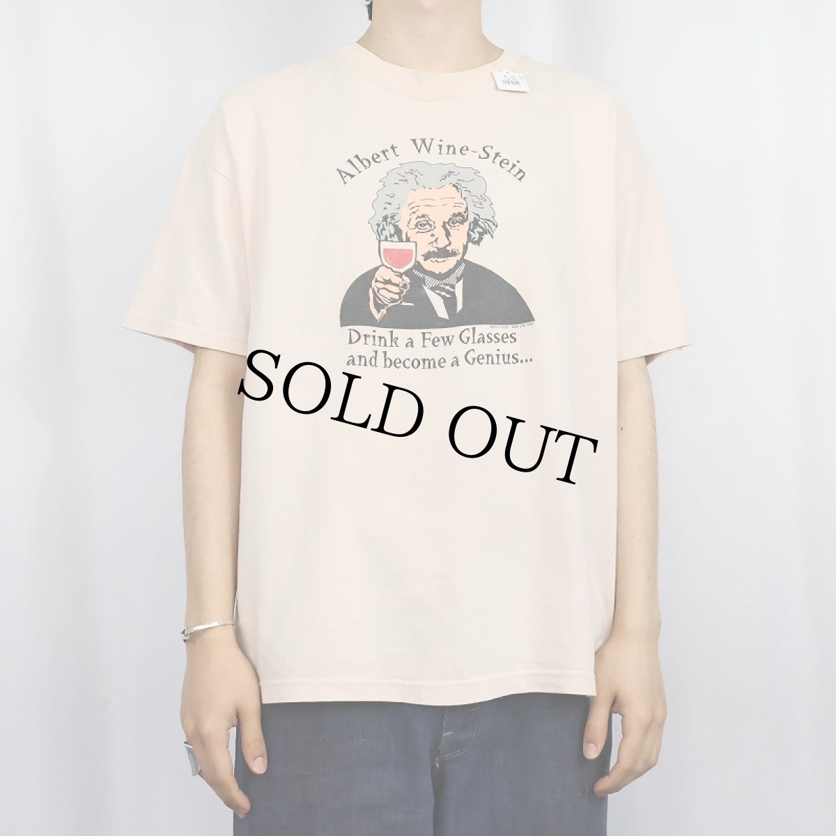 画像2: 2000's "Albert Wine-Stein" 偉人パロディプリントTシャツ L (2)