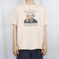 画像2: 2000's "Albert Wine-Stein" 偉人パロディプリントTシャツ L (2)