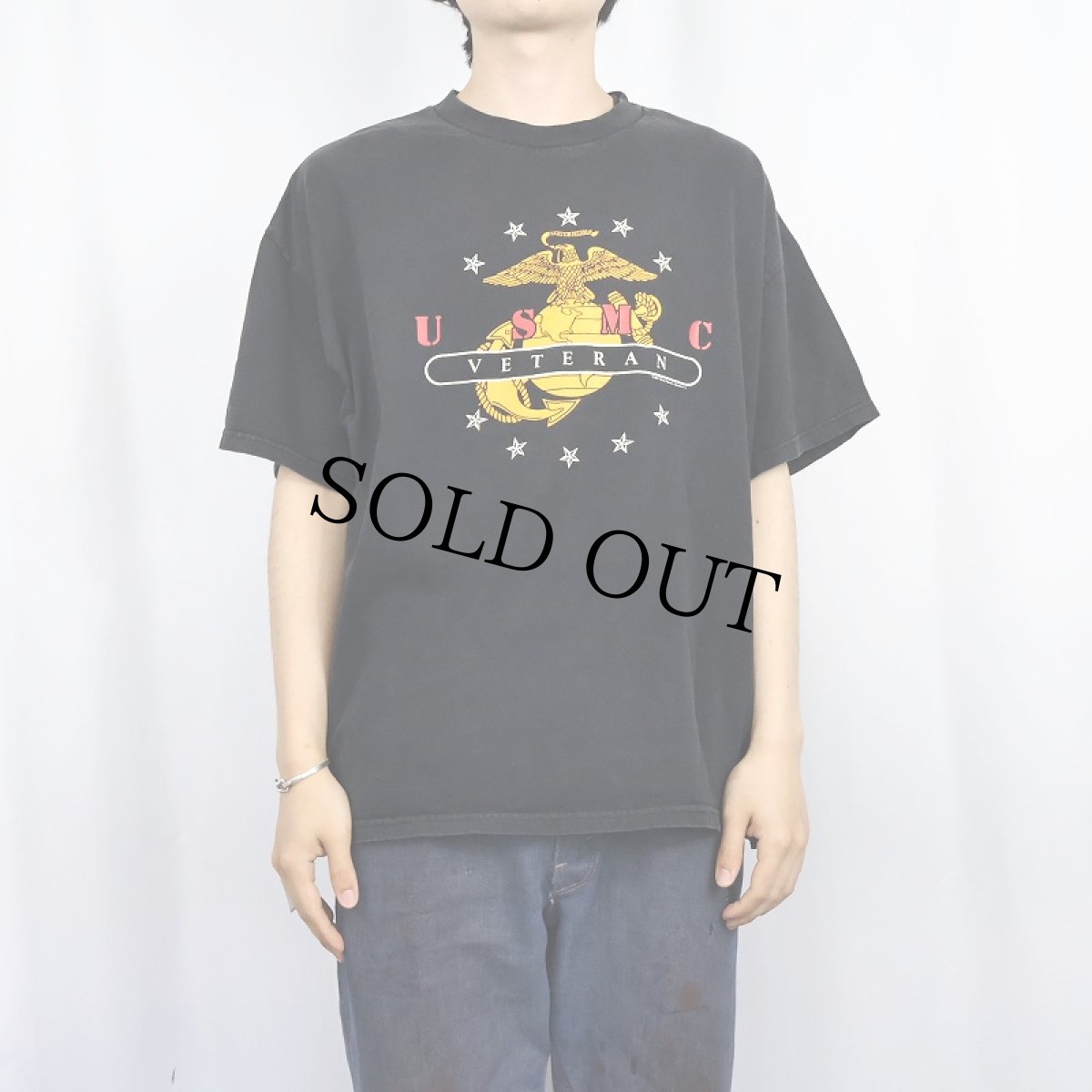 画像2: 2000's USMC プリントTシャツ BLACK XL (2)