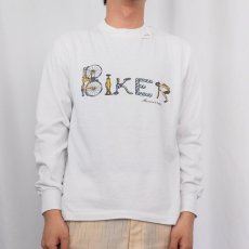 画像2: 80's Maxine's USA製 "BIKER" 自転車イラストプリントロンT L (2)