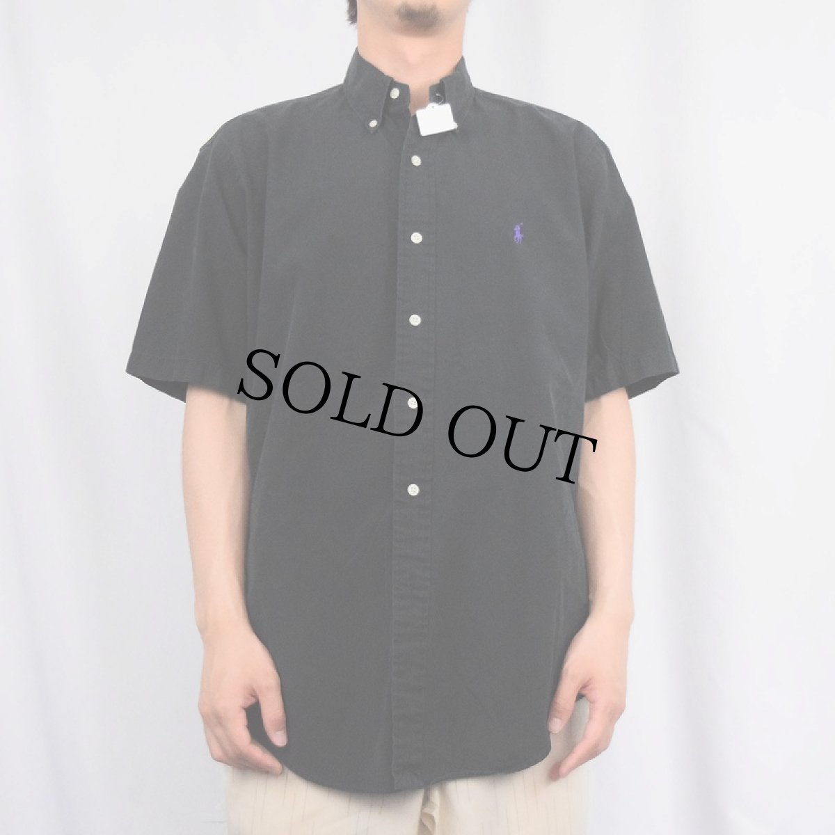 画像2: Ralph Lauren "CLASSIC FIT" コットンボタンダウンシャツ BLACK M (2)