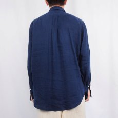 画像3: Ralph Lauren "CLASSIC FIT" リネンボタンダウンシャツ NAVY M (3)