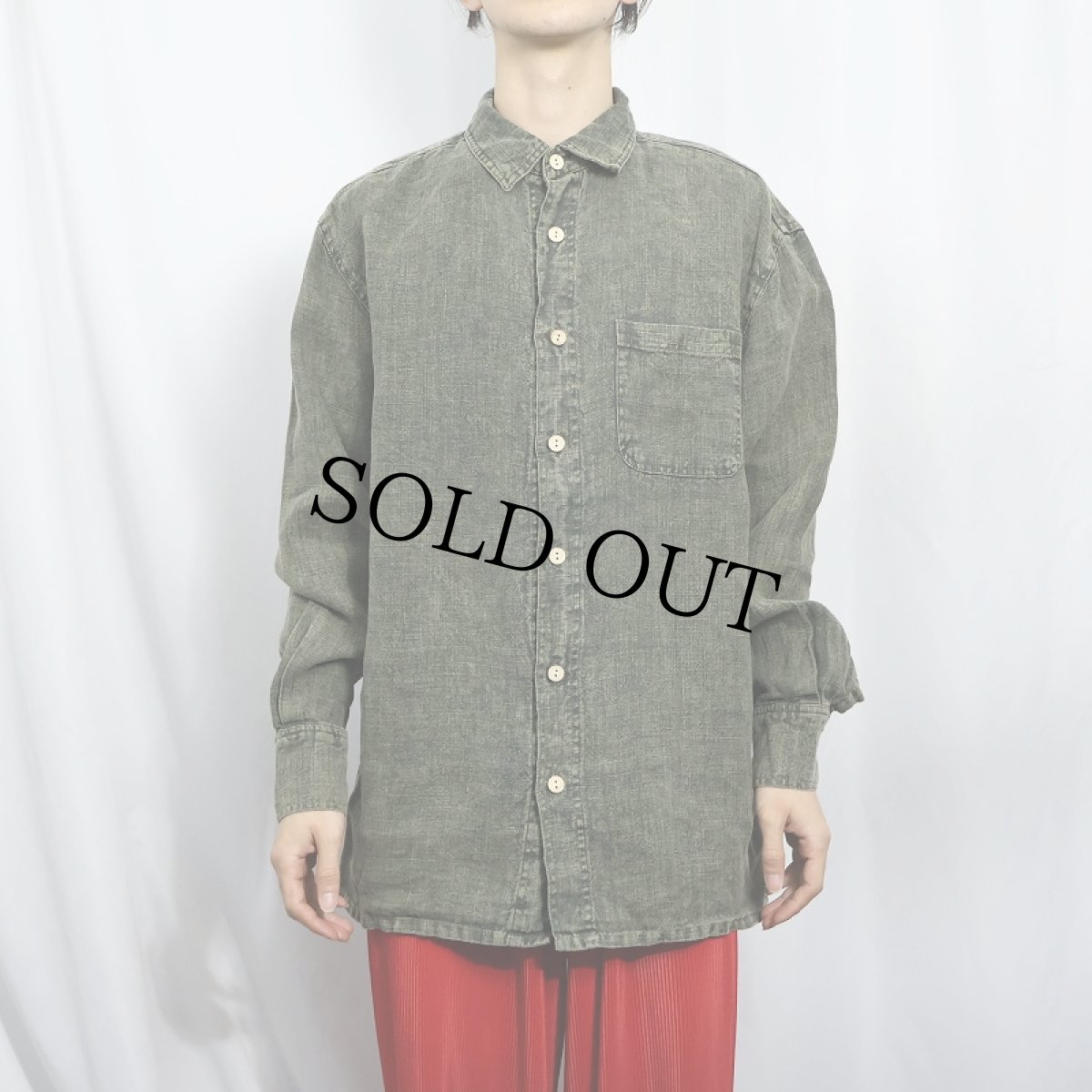 画像2: 【SALE】 90's〜 SANTA CRUZ リネンシャツ M (2)