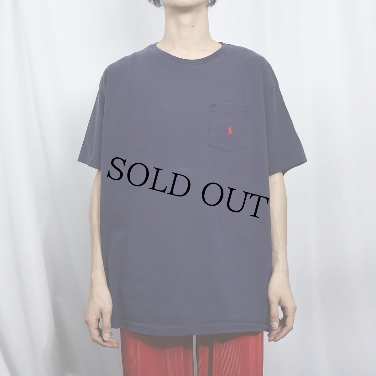 画像2: 90's POLO Ralph Lauren USA製 ロゴ刺繍 ポケットTシャツ NAVY XL (2)