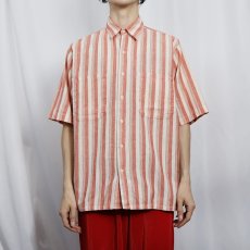 画像2: 80's BANANA REPUBLIC ストライプ柄 コットンシャツ M (2)