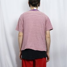 画像3: 70's〜 all sports マルチボーダー柄 ニットTシャツ L (3)