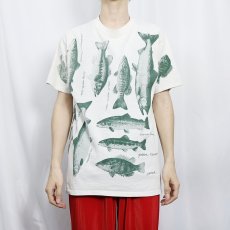 画像2: 90's Painted Lady USA製 魚プリントTシャツ L (2)