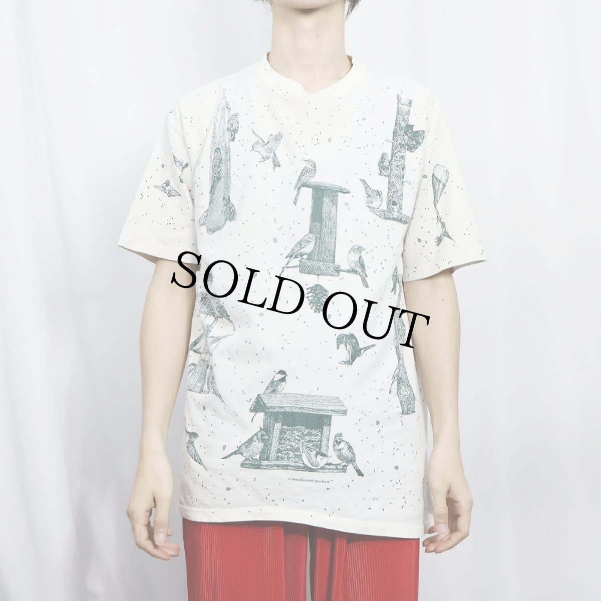 画像2: 90's rel-e-vant products USA製 鳥プリントTシャツ L (2)