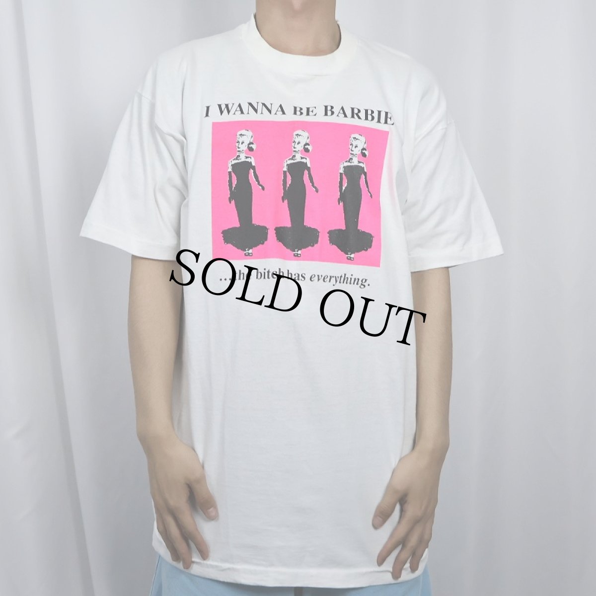 画像2: 90's USA製 "I WANNA BE BARBIE" イラストプリントTシャツ XL (2)