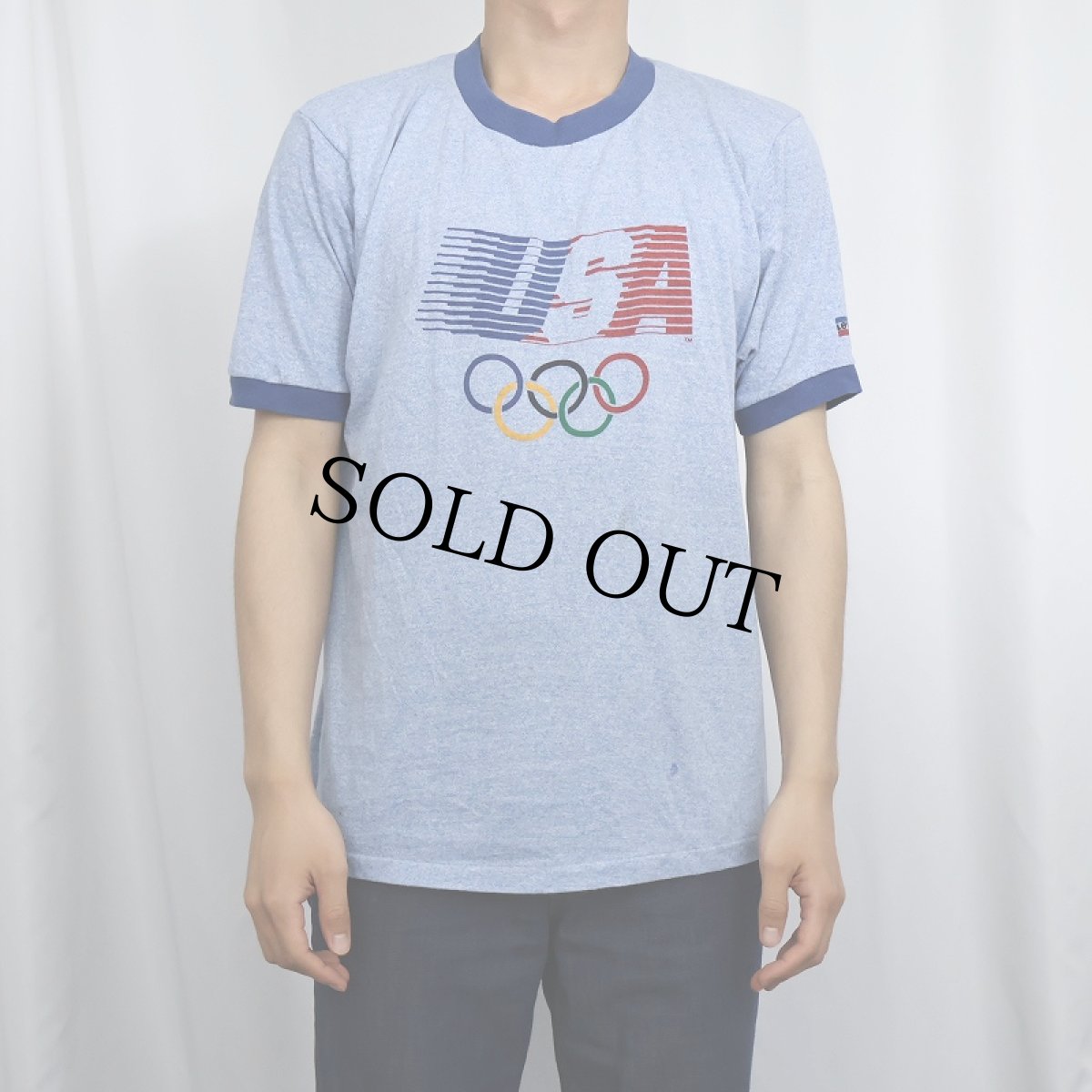 画像2: 80's Levi's "USA" 五輪プリントリンガーTシャツ L (2)
