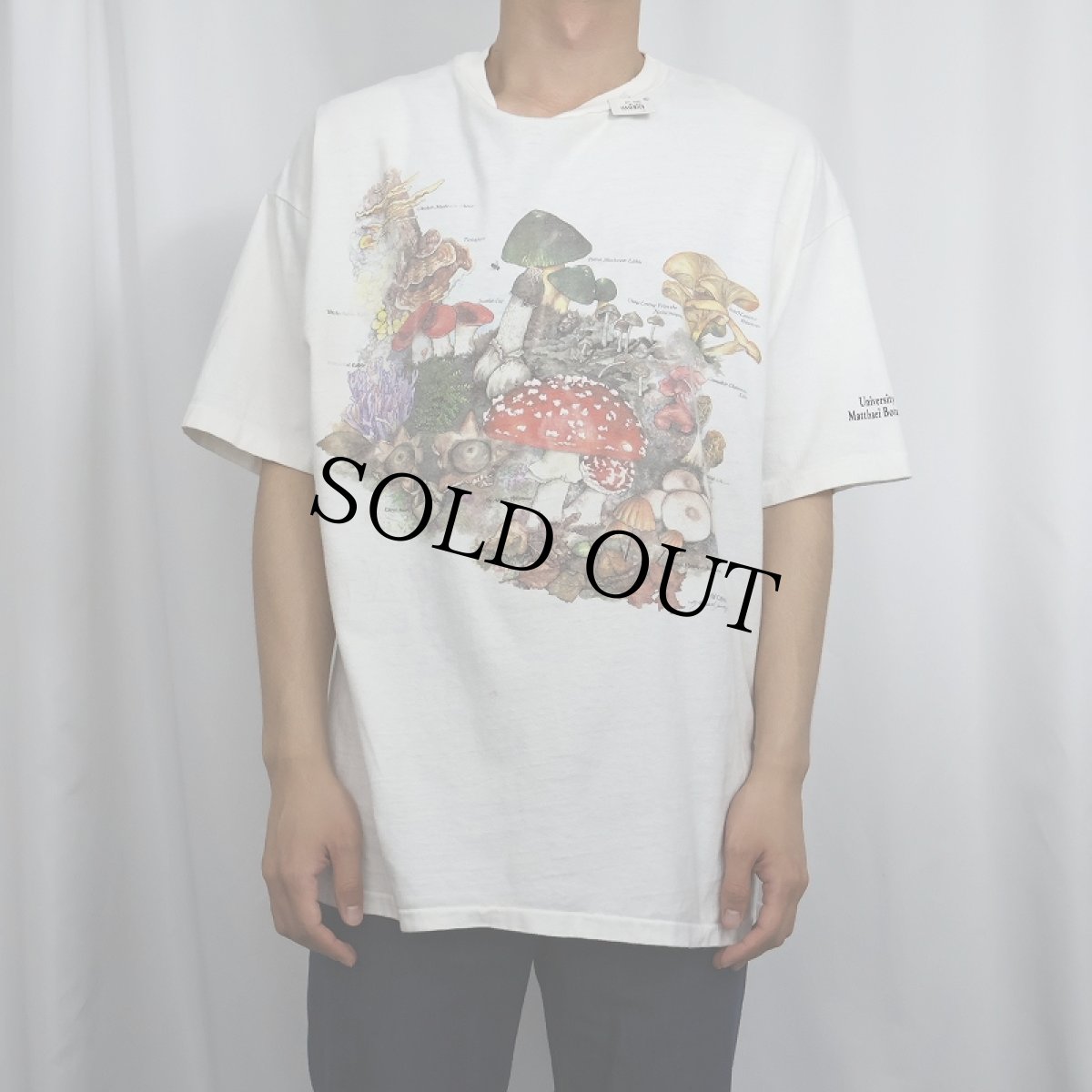 画像2: 90's USA製 きのこイラストプリントTシャツ XL (2)