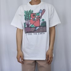 画像2: 90's USA製 "I DIG THE EARTH" 野菜イラストプリントTシャツ L (2)