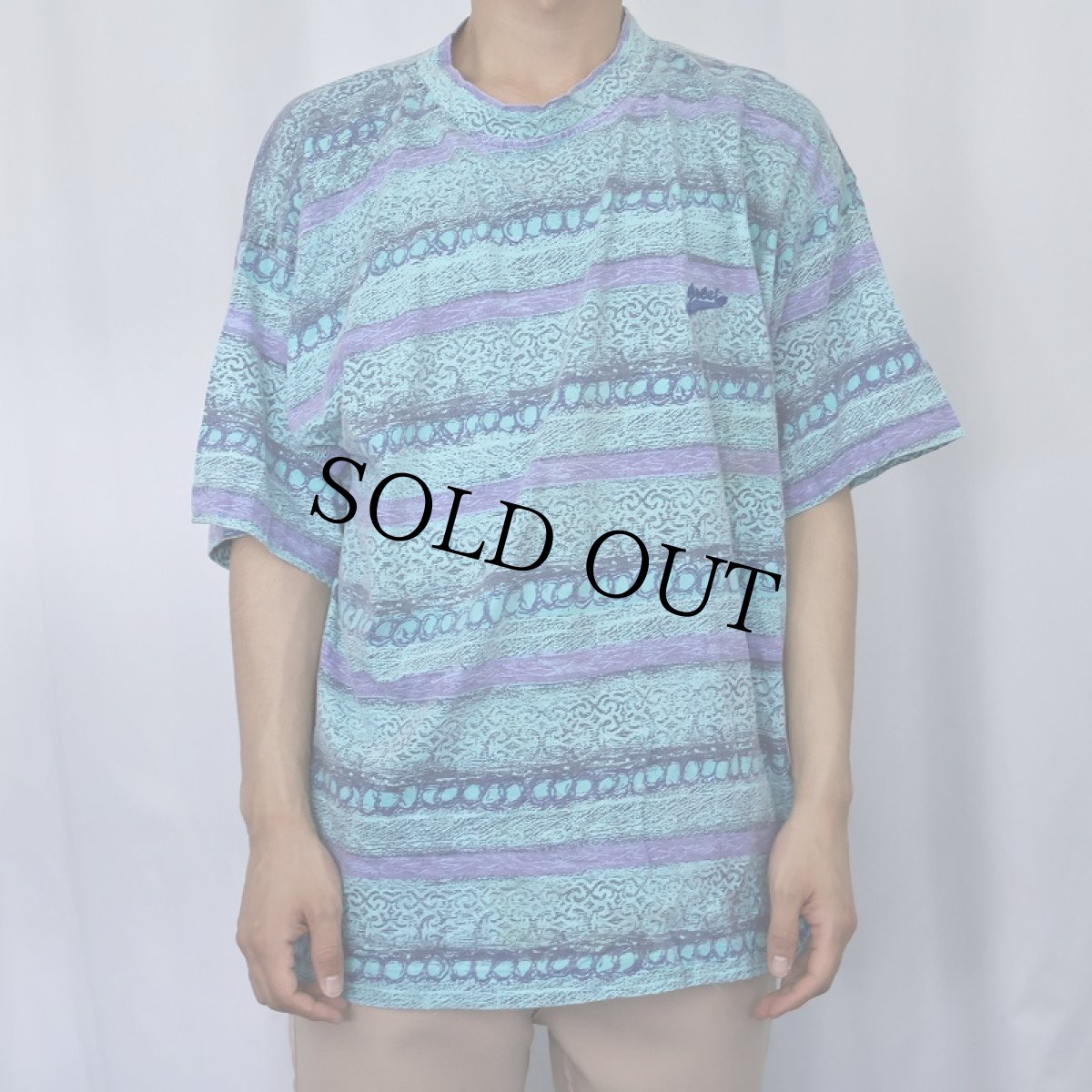 画像2: GOTCHA ボーダー柄 ロゴ刺繍Tシャツ XL (2)