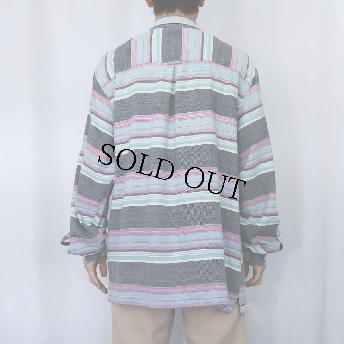 画像3: THE TERRITORY AHEAD ボーダー柄 ハーフジップシャツ L (3)