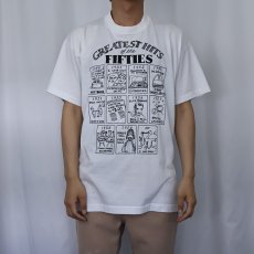 画像2: 90's USA製 "GREATEST HITS of the FIFTIES" シュールイラストプリントTシャツ XL (2)