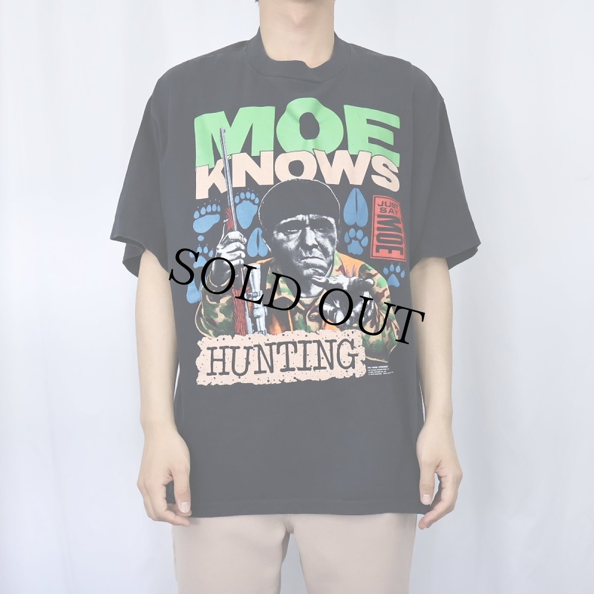 画像2: 90's The Three Stooges USA製 "MOE KNOWS" コメディアンプリントTシャツ BLACK XL (2)