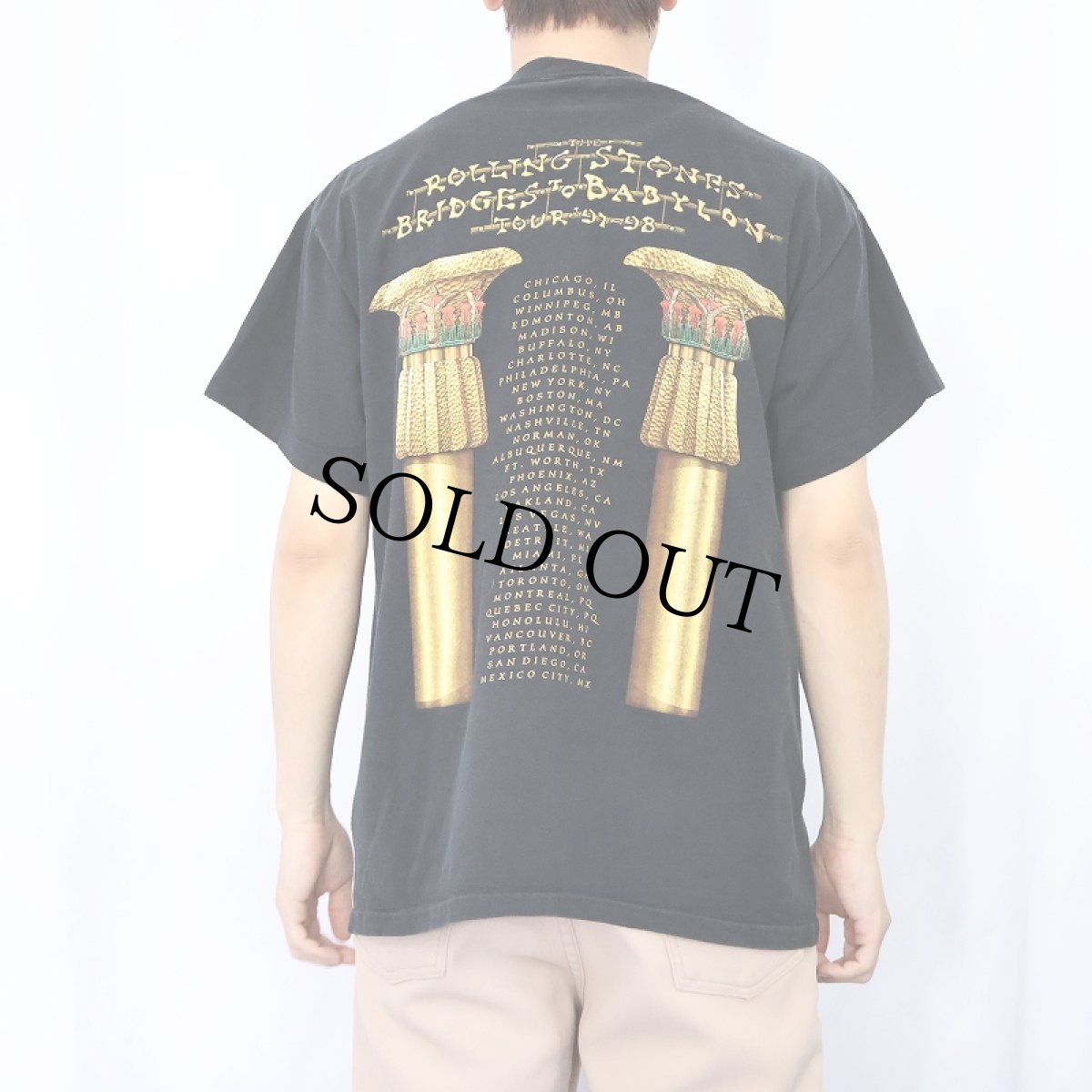 画像4: 90's THE ROLLING STONES "BRIDGES TO BADYLON" ロックバンドツアーTシャツ BLACK L (4)