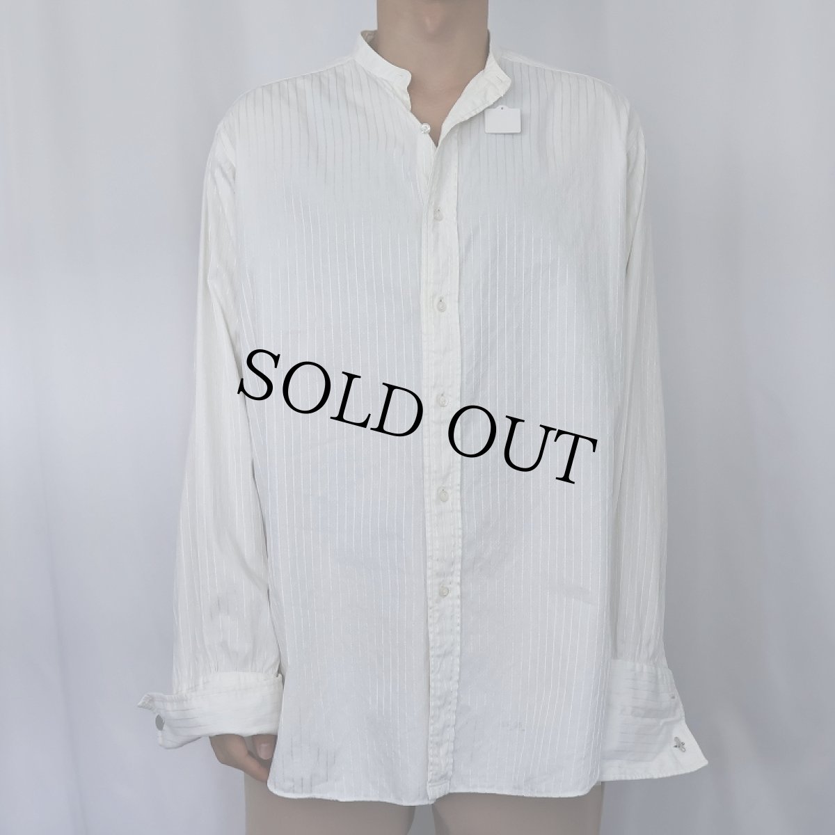 画像2: 〜40's Nofade "ダブルカフス×デタッチャブルカラー×マチ付き" ジャガード織り コットンドレスシャツ (2)