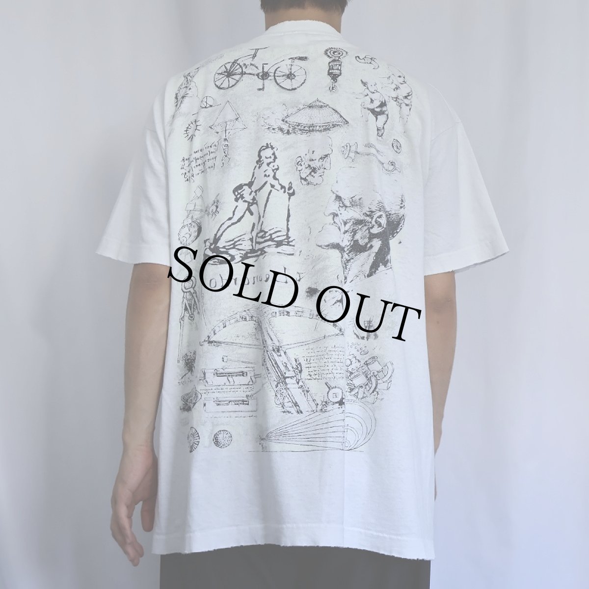 画像4: 90's LEONARDO DA VINCI USA製 アートプリントTシャツ XL (4)
