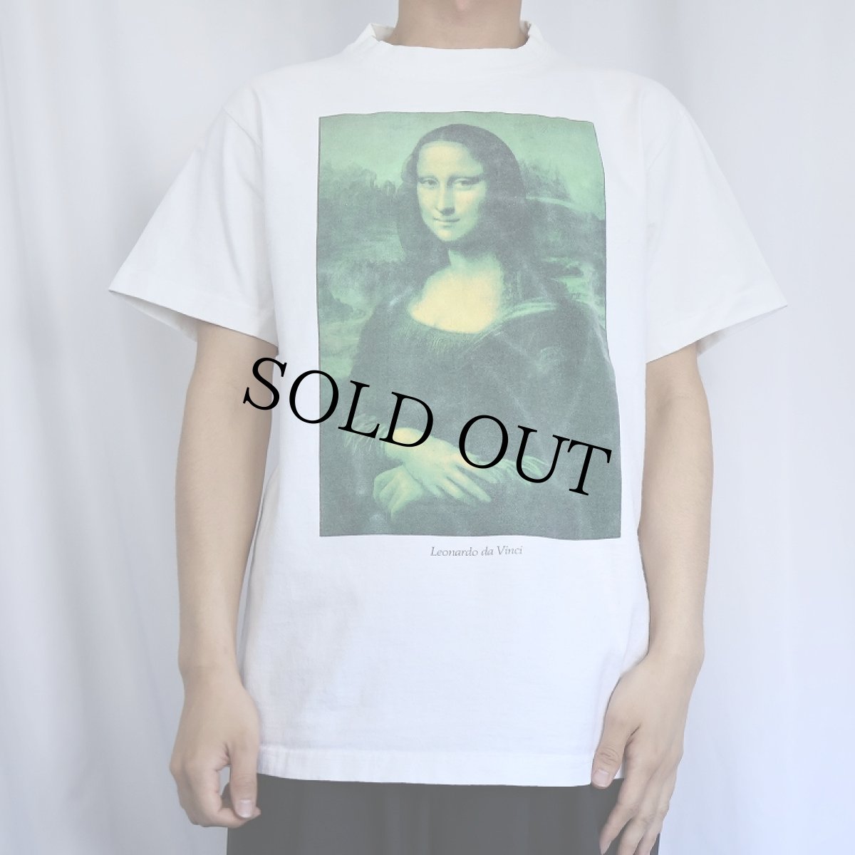 画像2: 90's LEONARDO DA VINCI USA製 "Mona Lisa" アートプリントTシャツ L (2)