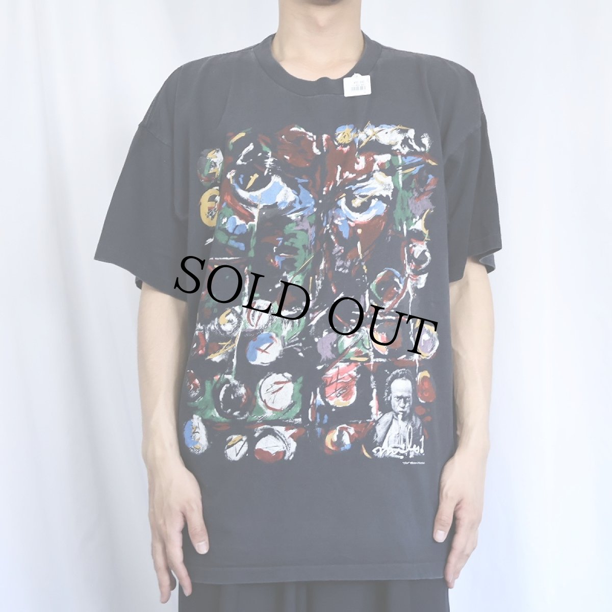 画像2: 90's Miles Davis ジャズミュージシャン アートプリントTシャツ BLACK (2)