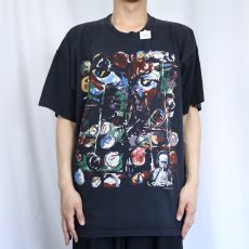 画像2: 90's Miles Davis ジャズミュージシャン アートプリントTシャツ BLACK (2)