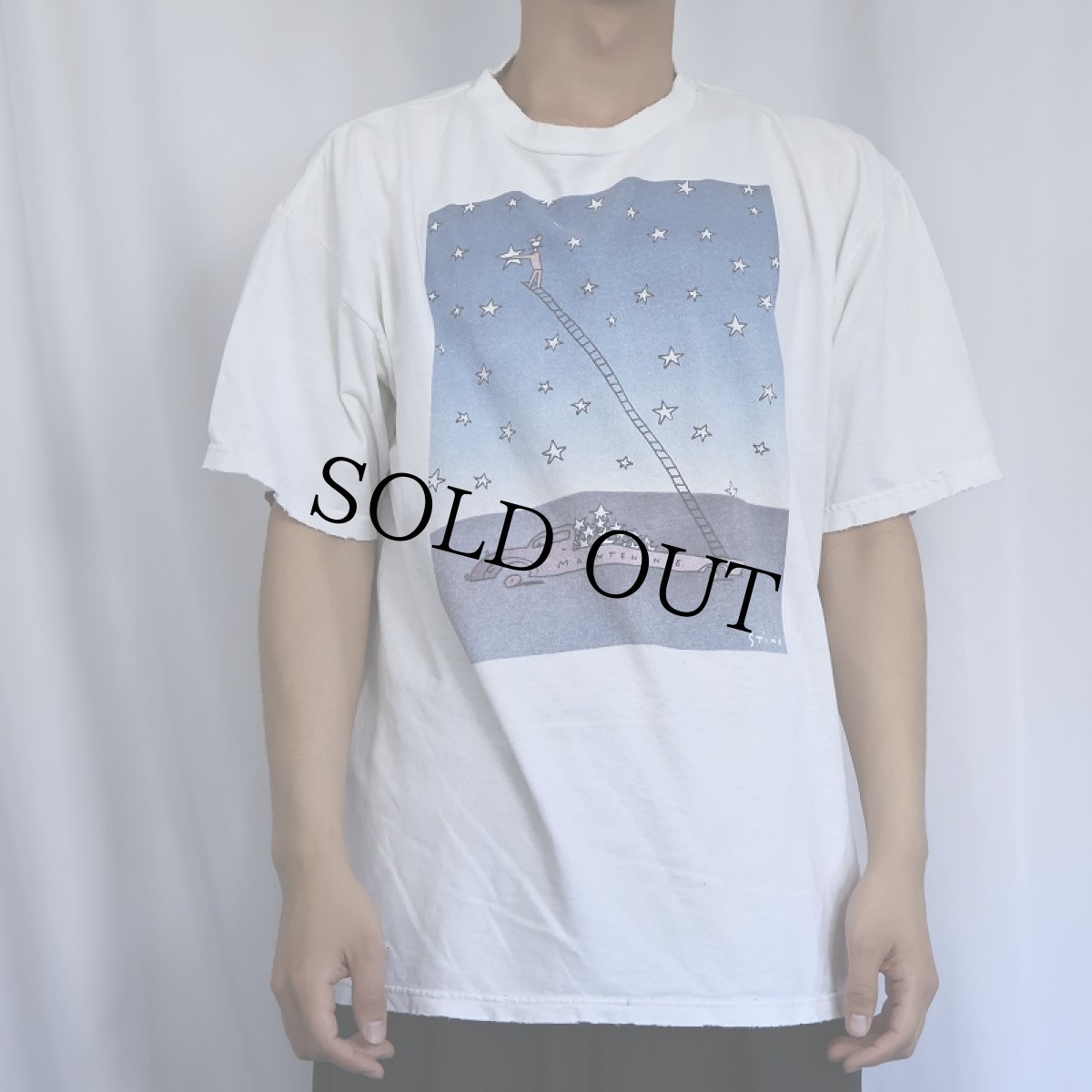 画像2: 90's Richard Stine "MAINTENANCE" アートプリントTシャツ XL (2)