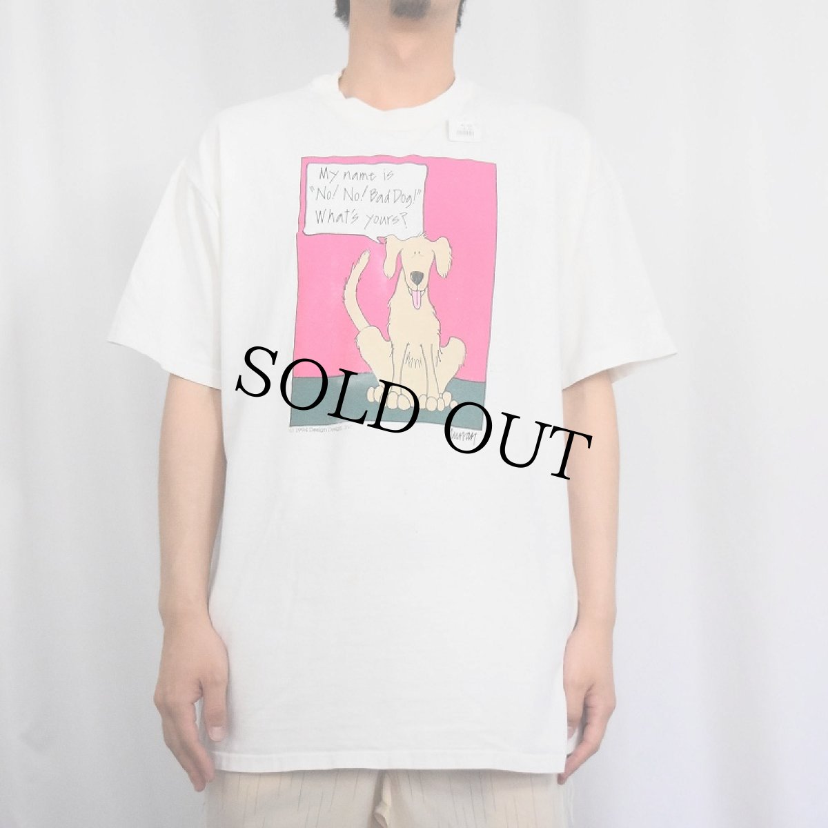 画像2: 90's USA製 "My name is "No! No1 Bad Dog!" What's yours?" シュールイラストプリントTシャツ XL (2)