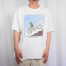 画像2: 90's "NO GUTS - NO GLORY!" シュールイラストプリントTシャツ XL (2)