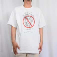 画像2: 90's "NEW FACE SAME PARTY" イラストプリントTシャツ XL (2)
