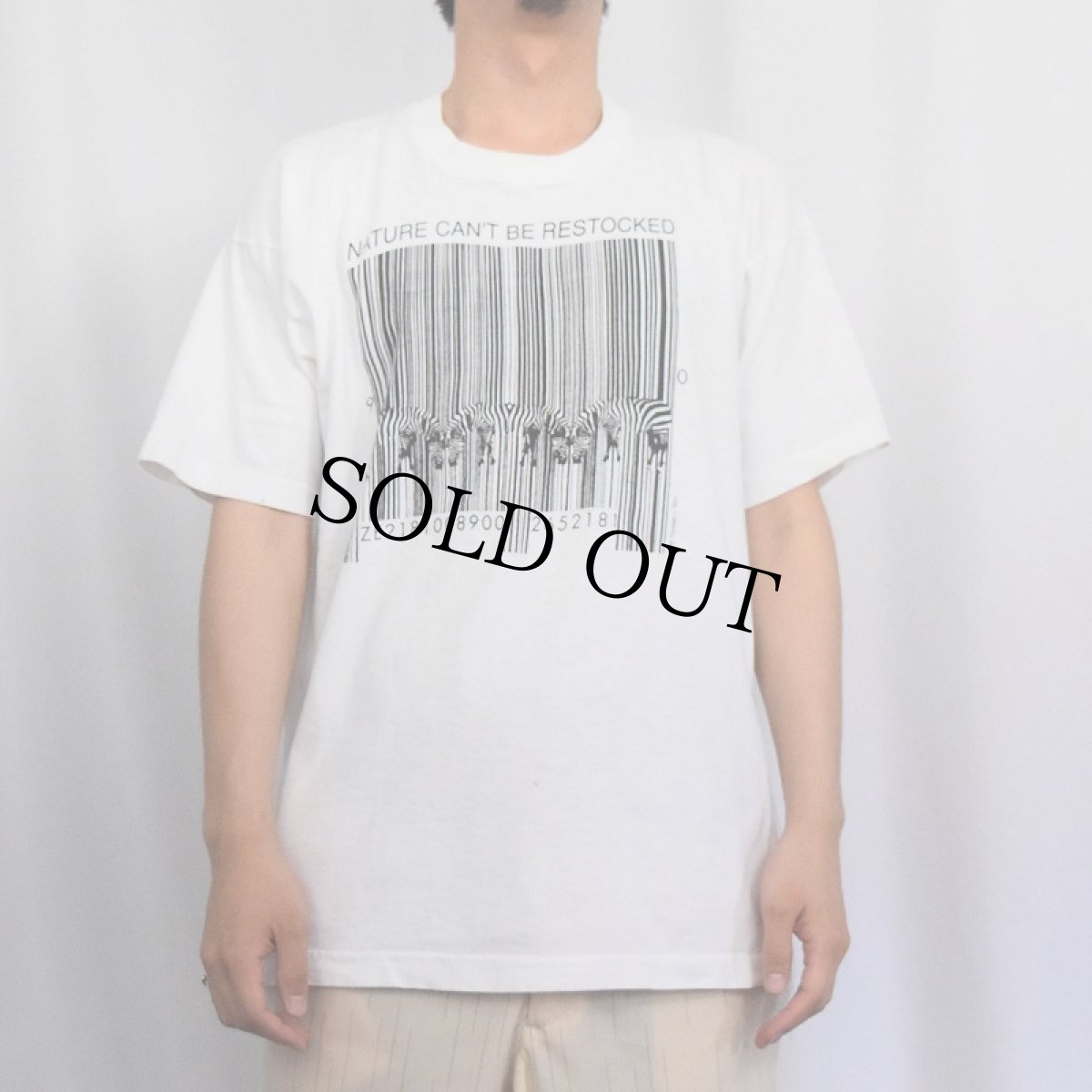 画像2: 90's USA製 "NATURE CAN'T BE RESTOCKED" シマウマプリントTシャツ L (2)
