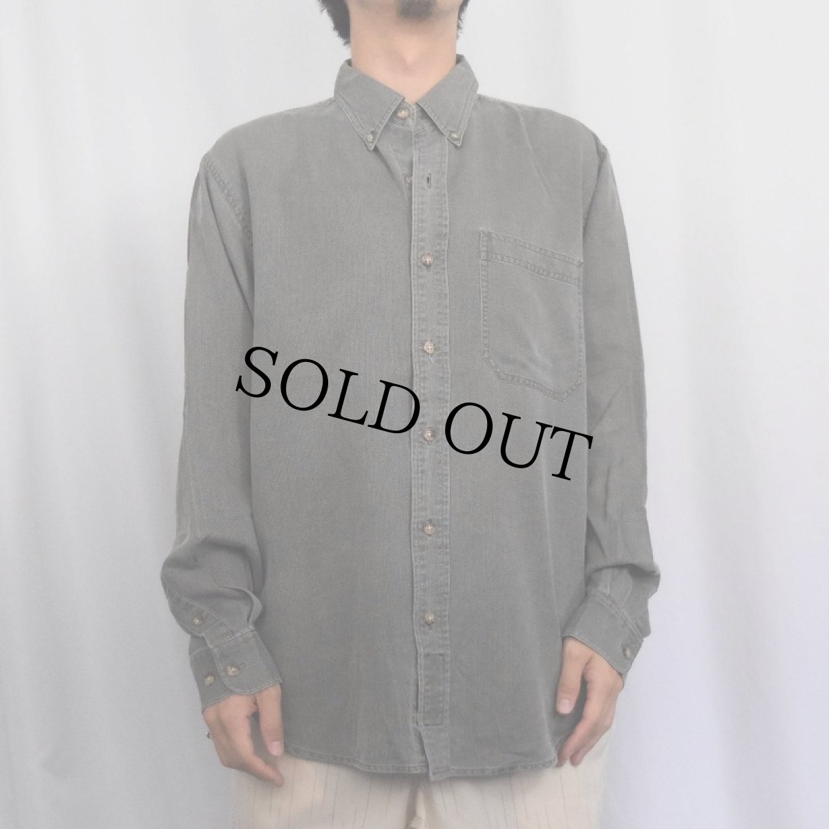 画像2: THE TERRITORY AHEAD シルク×コットン ボタンダウンシャツ M (2)