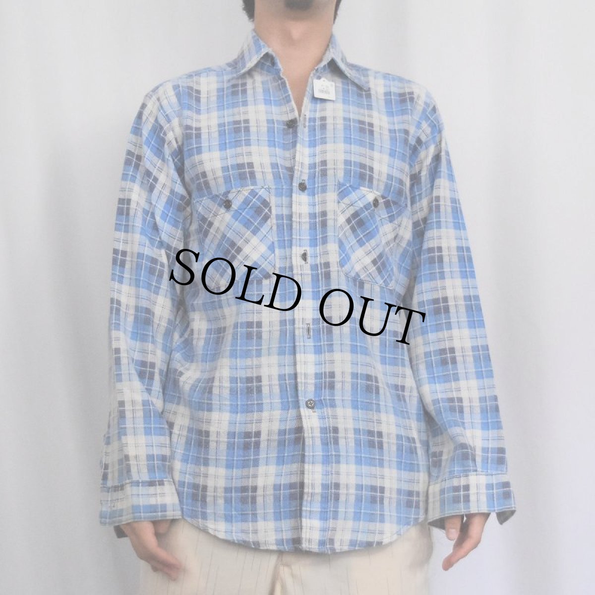 画像2: 80's FIVE BROTHERS USA製 チェック柄 プリントネルシャツ M (2)