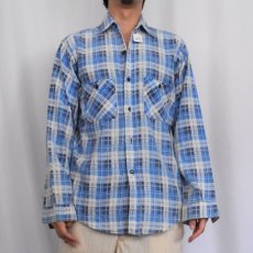 画像2: 80's FIVE BROTHERS USA製 チェック柄 プリントネルシャツ M (2)