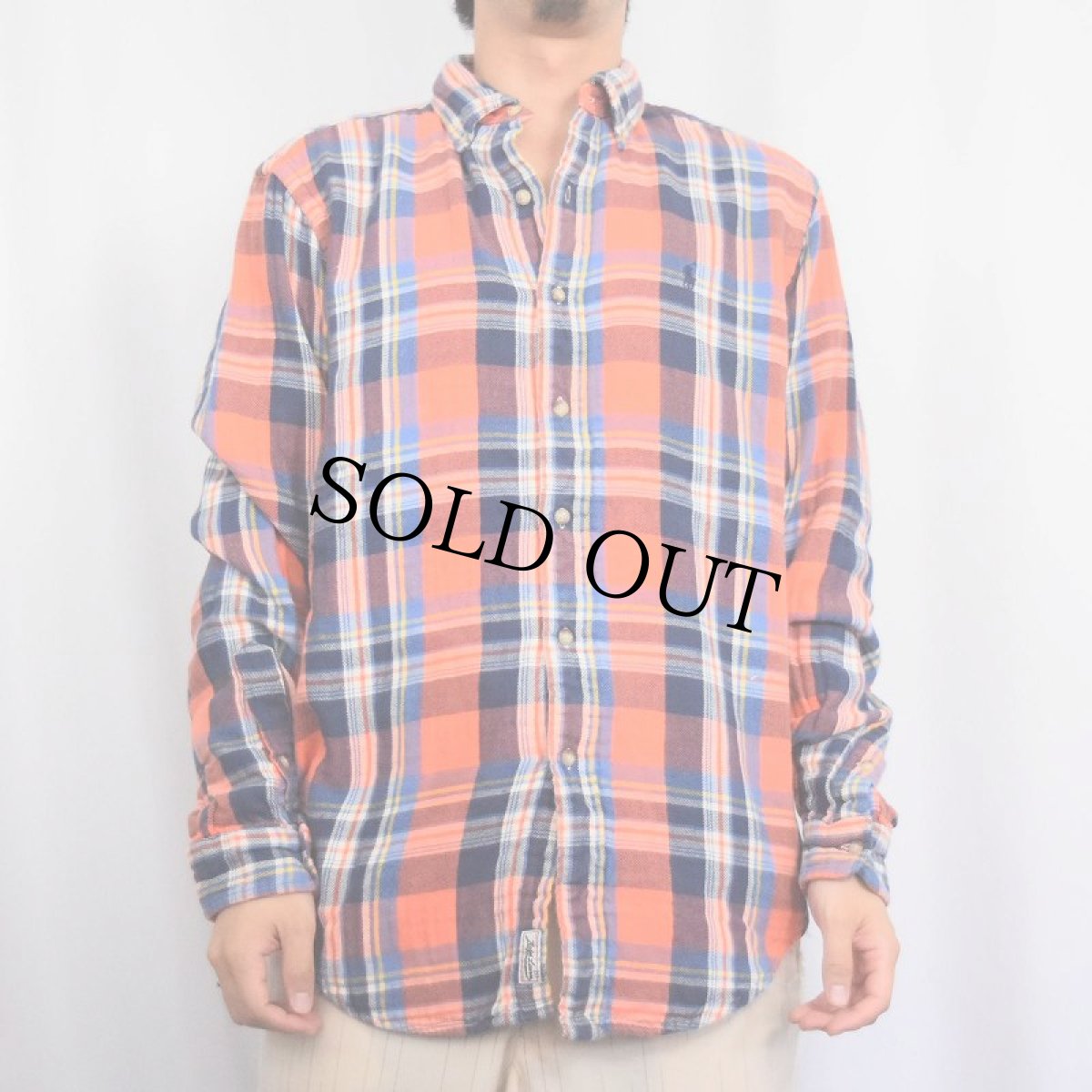 画像2: Ralph Lauren チェック柄 ダブルフェイス ヘビーネルシャツ M (2)