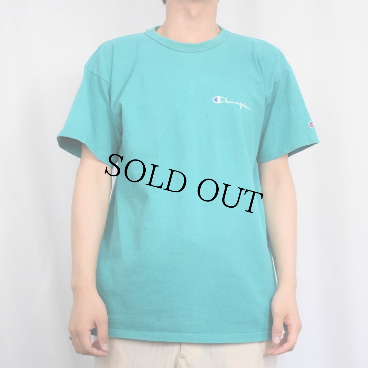 画像2: 80〜90's Champion USA製 青刺繍タグ 後期 ロゴプリントTシャツ XL (2)