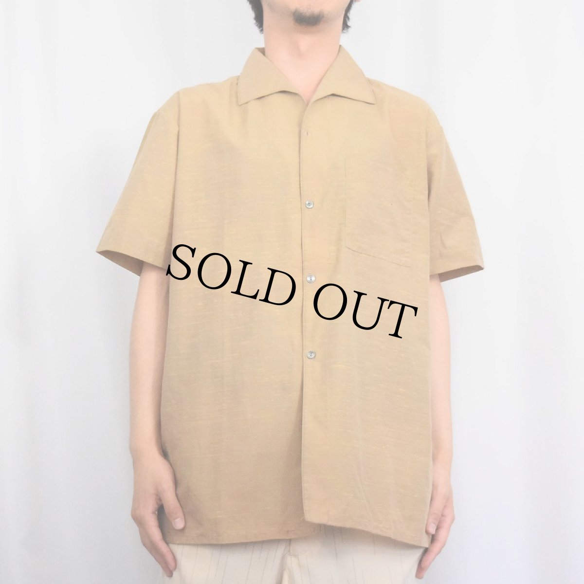 画像2: 50's〜 Carrey カスリ柄 ナイロンオープンカラーシャツ (2)