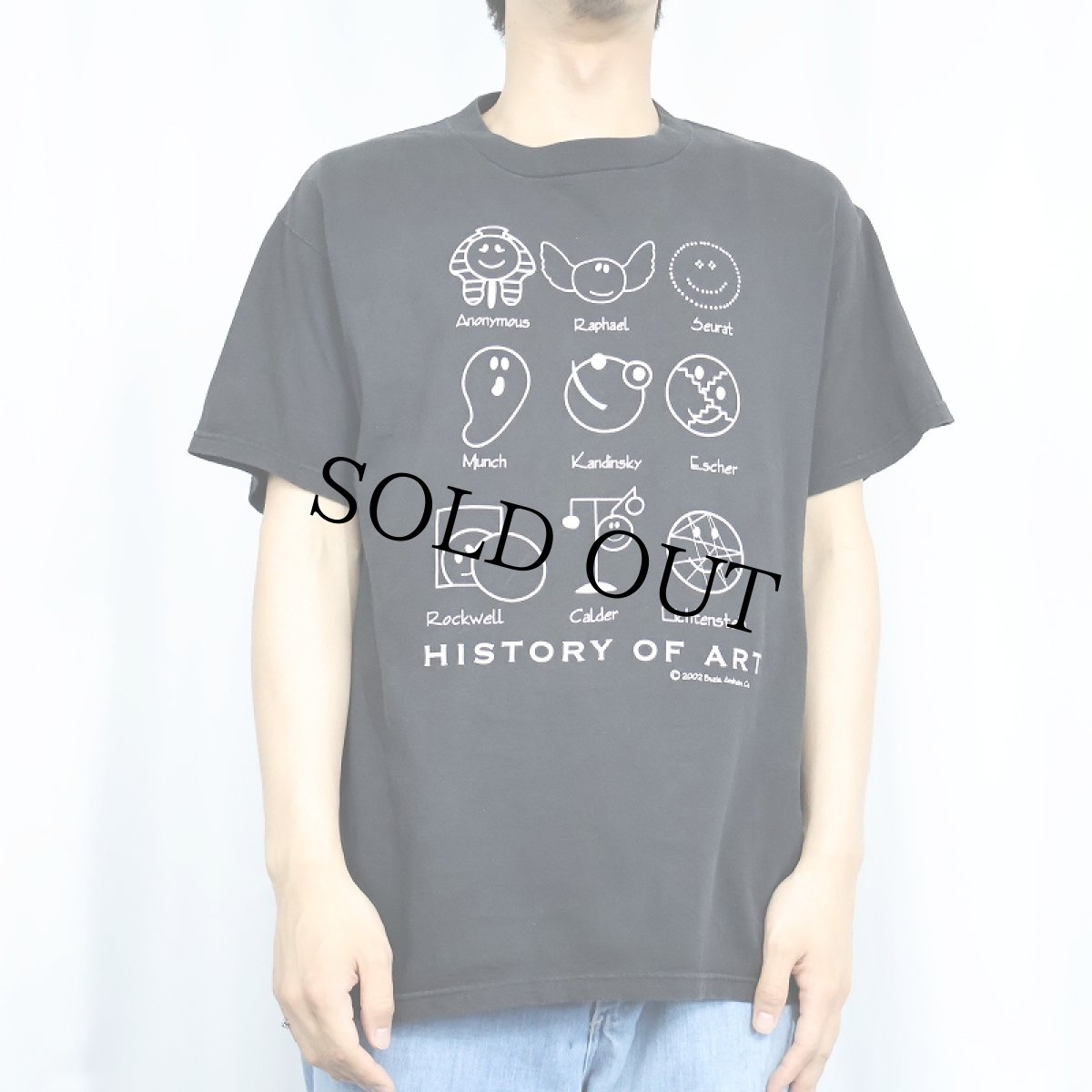 画像2: 2000's HISTORY OF ART USA製 アートプリントTシャツ BLACK M (2)