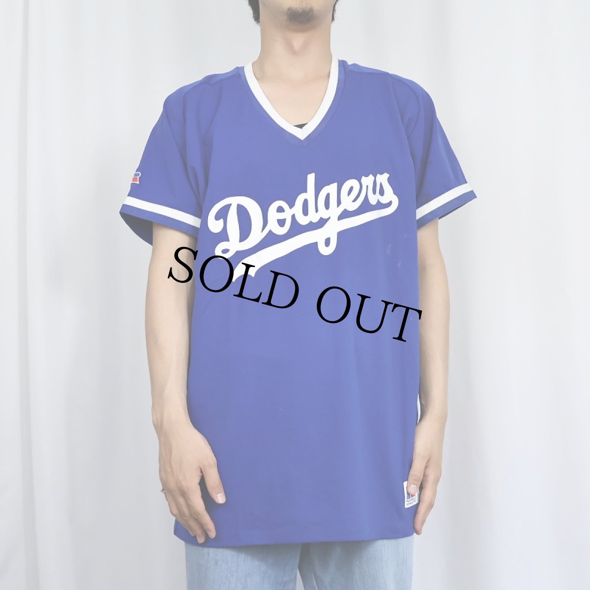 画像2: 80's RUSSELL ATHLETIC USA製 "MLB Dodgers" ナイロンベースボールシャツ L (2)