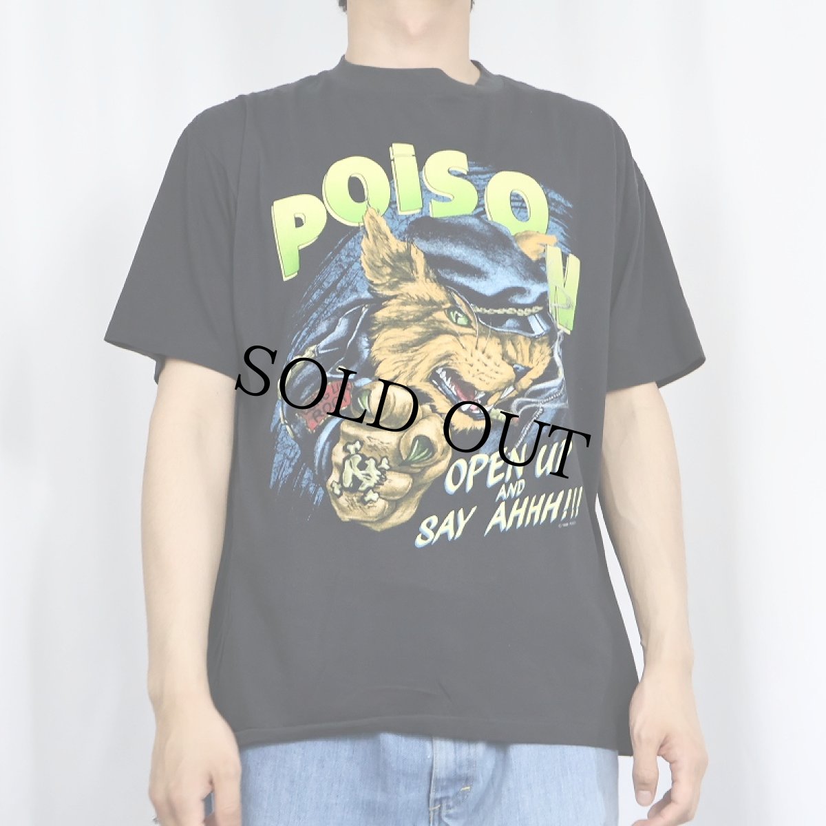 画像2: 80's POISON USA製 "OPEN UP AND SAY AHHH!!!" ロックバンドツアーTシャツ BLACK XL (2)