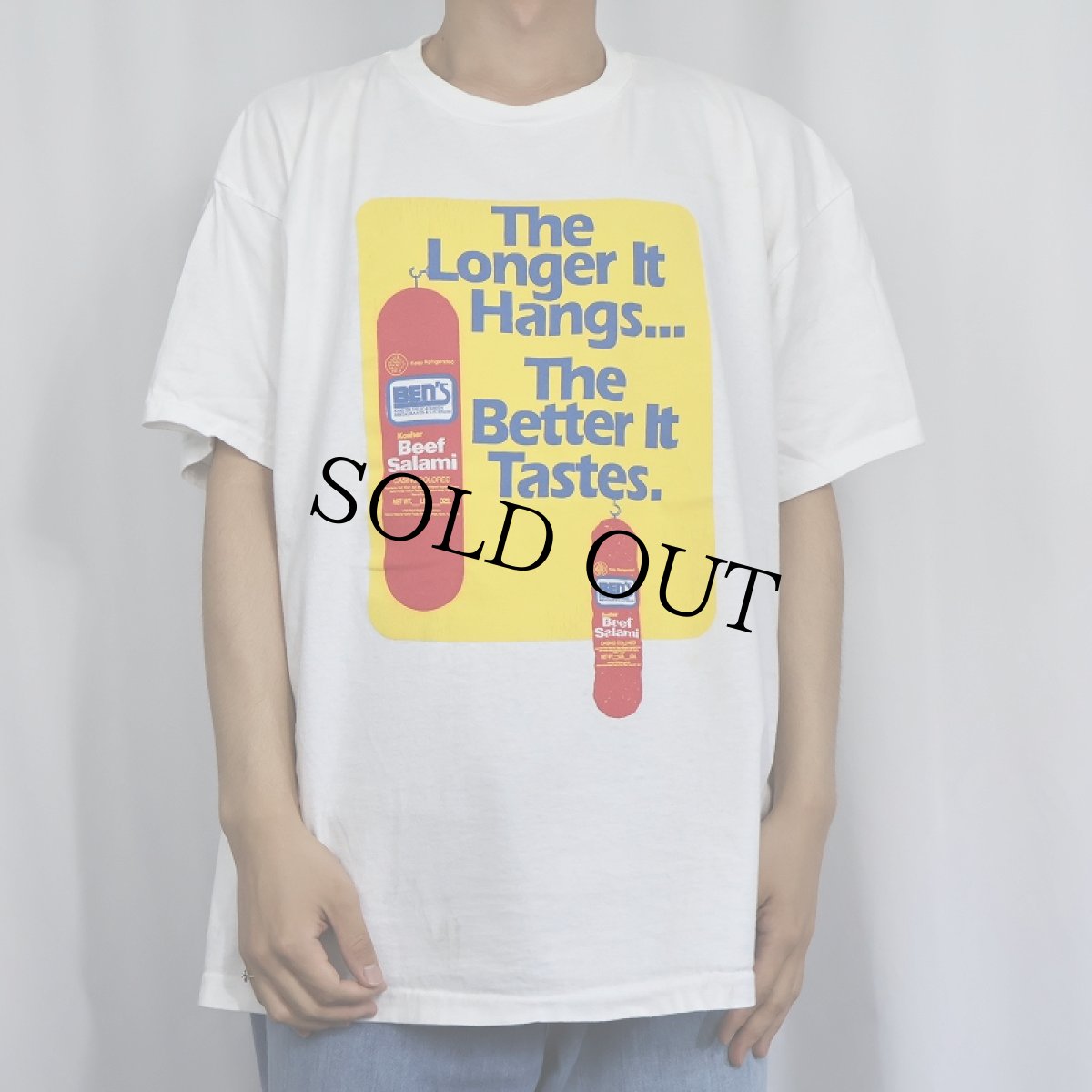 画像2: 90's Ben's Kosher Deli "The Longer It Hangs... The Better It Tastes." レストランプリントTシャツ XL (2)