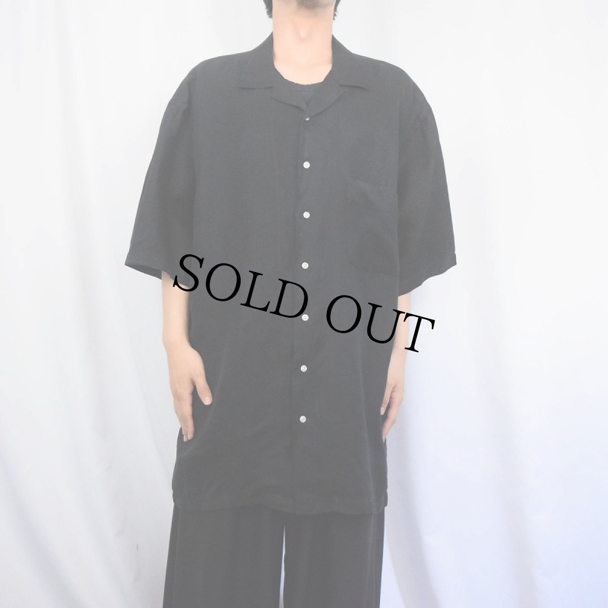 画像2: POLO Ralph Lauren "CALDWELL" リネン×シルク オープンカラーシャツ BLACK 2LT (2)