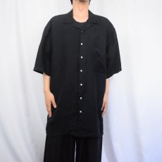 画像2: POLO Ralph Lauren "CALDWELL" リネン×シルク オープンカラーシャツ BLACK 2LT (2)