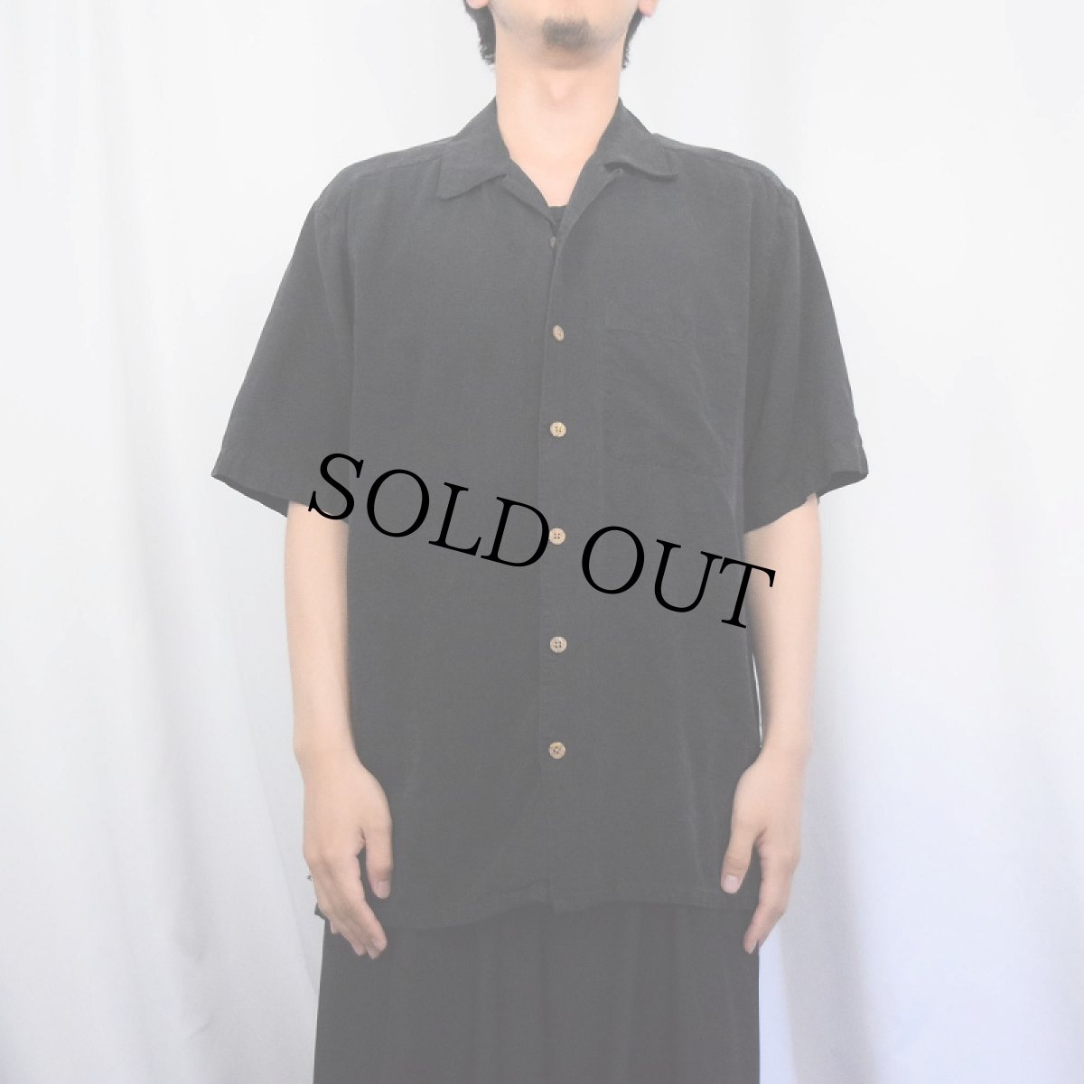 画像2: PARADISE COVES カクテル柄 シルクオープンカラーシャツ BLACK M (2)