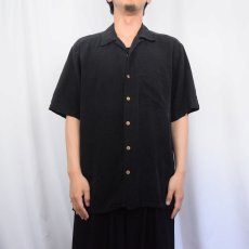 画像2: PARADISE COVES カクテル柄 シルクオープンカラーシャツ BLACK M (2)