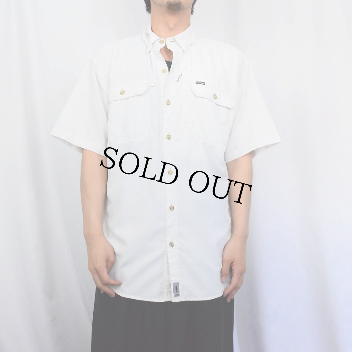 画像2: 2015SS Patagonia ポリエステル フィッシングシャツ M (2)