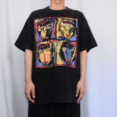 画像2: 90's Fred Babb USA製 "ART CAN'T HURT YOU." アートプリントTシャツ BLACK XL (2)